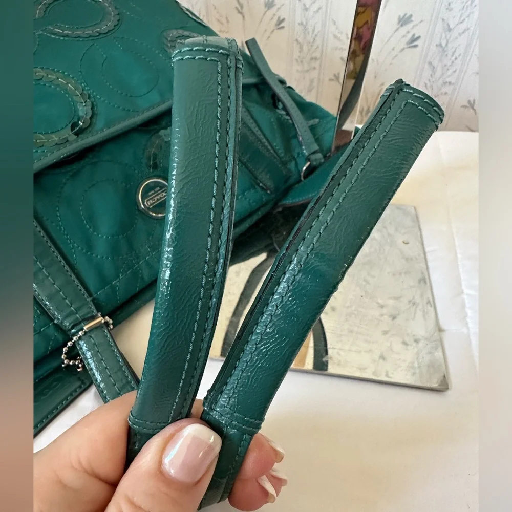Coach Emerald Satin Tote with Circle Sequin Pattern - Picture 6 of 16